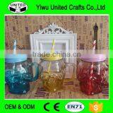 Handle Cock Glass Rooster Cup With Metal Lid, Drinking Glass Bottle With Handle thumbnail-4
