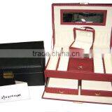 Leather Jewelry Box Storage Organizer With Lock Mirror and Mini Travel Case thumbnail-1