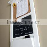 Vertical Wall Chalkboard Cork Bulletin Board With Mail Organizer and Key Hooks Entryway Wall Shelf With Blackboard