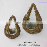 Natural Planter and Pot With Moss thumbnail-1