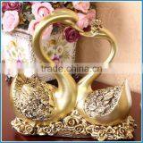 Gold Resin Swan Couple Decoration, Resin Statues thumbnail-1