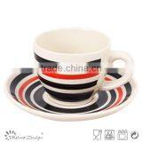 Cup Saucer Silk Screen High Quality Modern Design Top Sale With Strips thumbnail-2