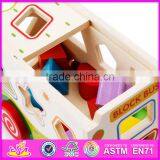 2017 New Design Pull String Wooden Bus Toys for Toddlers W05C080 thumbnail-3