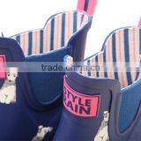 Navy Upper Pink Outsole White Dog Printed Lovely Fashion Design Chelsea Rubber Shoes Waterproof Wellies Low Cut Ankle Rain Boots thumbnail-4