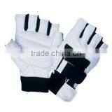 Weight Lifting Gloves in Cowhide Black and White Color thumbnail-1