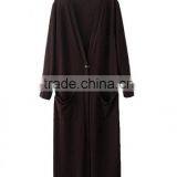 Latest Design Casual Fashion Long Sleeve v Neck Open Front Loose Fit Maxi Dress Muslimah thumbnail-3