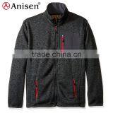 Black Red Heater Fleece Warm up Knit Jacket for Men thumbnail-1