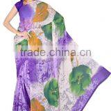 Flower Printed Designer Glamour Saree in Big Print Design thumbnail-1