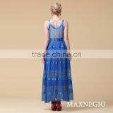 Spaghetti Strap Sheath Mid-Calf Holiday Skirt Long Blue Summer Maxi Dresses thumbnail-4