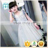 New Baby Frock Design 2017 Sleeveless Pink and Gray Embroidery Flower V Collar Vietnam Party Dresses Chiffion Wedding Dresses thumbnail-6