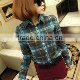 100% Cotton Women's Tartan Cheap Checked Plaid Shirt Cloth thumbnail-1