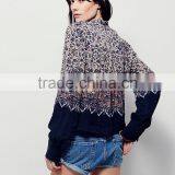 2016 Guangzhou Shandao Supplier OEM Custom Design Spring Women Long Sleeve V Neck Vintage Printed Chiffon Blouse Patterns thumbnail-3