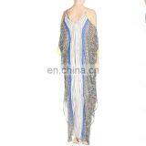 Caftan-style Print Cold Shoulder Silk Casual Chiffon Maxi Dress Latest Elegant Chiffon Casual Dresses thumbnail-3