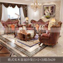 2021 Luxury Furniture Living Room Sofa Set Wood Carving Sofa Set Designs Elegant Leather Furniture thumbnail-4