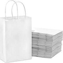 Eco Friendly Recycled Paper Party Bags Small White Paper Grocery Bags With Handles thumbnail-1