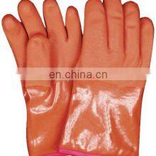 Oil and Gas Industry Long Sleeves Cotton Lined Blue Sandy PVC Rubber Glove Cheap Goods From China thumbnail-2