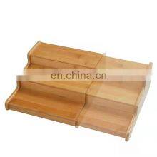 Amazon Top Seller Bamboo 3 Tier Expandable Kitchen Spice Display Shelf Wood Spice Rack Storage Organizer Shelf thumbnail-1