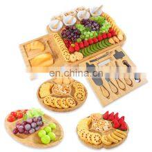 Deluxe Personalized Winery Best Cute French Large Bamboo Cheese Board Set With 4 Drawers thumbnail-3
