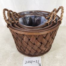 Natural Materials Flower Wood Chip Storage Basket Gardening Supplies