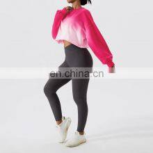 Gradient Color Long Sleeve Crop Tops Hot Sales Round Neck Short Women Sweatshirt thumbnail-5