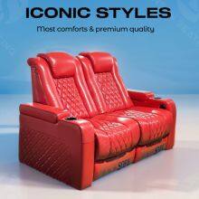 Red Home Theater Seat With Diamond Stitcing LS-856R thumbnail-3