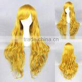 Wholesale High Quality 80CM Long Gold Wave Lolita Women Fashion Party Synthetic Hair Wig thumbnail-1