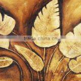 Hot Selling Modern New Design Golden Leaves of Banana Handmade Oil Painting on Canvas House Decoration thumbnail-1