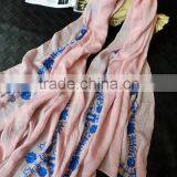 Newest Flower Embroidery Design Cotton Woman Fashion Vintage Scarf Quality Choice thumbnail-4