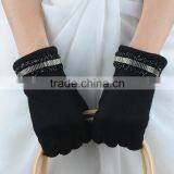 Black Colored Paillette Decorated Women Wool Gloves Made With Your Comfort in Mind thumbnail-5