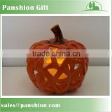 Cutout cearmic pumpkin decoration with LED candle light