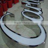 LED Channel Letter Sign/Logo-Surface Illuminated, Mirror Polished Stainless Steel Side, Outdoor Letter