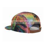 Floral Print Suede Brim Blank Custom 5 Panel Hat Wholesale 5 Panel Hats thumbnail-3