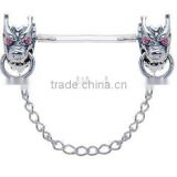 fashion 316L stainless steel two cow nipple jewelry Nipple Piercing Jewlery