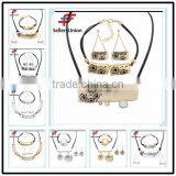 No.1 Yiwu Exporting Commission Agent Wanted pu Black Long Chain Necklace/earrings/bracelet Jewelery Set thumbnail-1