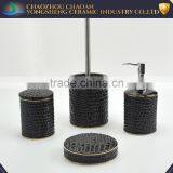 Promotional Golden Edge Ceramic Bathroom Sets Black China Manufacturer thumbnail-1