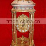 Antique Trophy Cup Design Ceramic Enamel Desk Clock, Pure Hand Painted Flower Decorated 24K Gold Plated Table Clock thumbnail-5