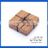 High Quality Bamboo Coaster with Laser Logo