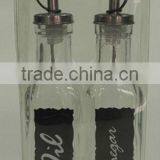 Clear Square Glass Oil and Vinegar Cruet With SS Lid thumbnail-1
