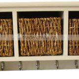 Cottage Collection Bathroom Wall Cabinet With 3-rush Basket, Soft White Finish thumbnail-1