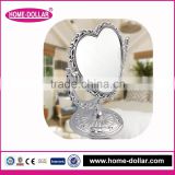 Makeup heart shaped magnifying mirror/Double-sided lighted mirror/fancy morrir in silver/office desk makeup mirror
