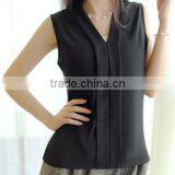 OEM Ladies Sleeveless Chiffon Blouses Tops thumbnail-4