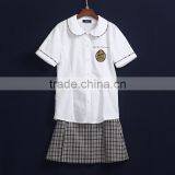 Custom School Wear Sets Girls Short Sleeve Shirt And Pleat Plaid Skirt thumbnail-2