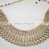 Crystal Pearl Bollywood Necklace Jhumka EARRING Bridal Set thumbnail-1