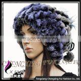 CX-C-68D Ladies Knitted Winter Neck Warmer/ Fashion Rex Rabbit Fur Hat thumbnail-4