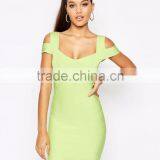Customized Design Cheap Price Bandage Off The Shoulder Bardot Double Strap Mini Dress Foshan thumbnail-2