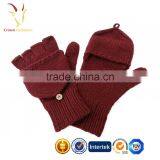 Custom Brown Fingerless Cashmere Mittens Gloves thumbnail-3