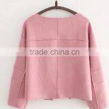 Runwaylover EY1007C Europe Style 2016 Women Fashion Pure Color Suede Jackets thumbnail-2