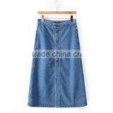 EY0582A 2015 New Style Women Tall Waist Pure Color Single-breasted Cowboy Short Skirt in Front of it thumbnail-2