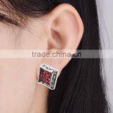 Customized Insert Red Diamond Unisex Sterling Silver Stainless Steel Hiphop Earrings Wholesale thumbnail-2