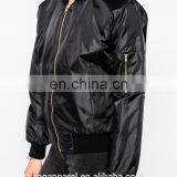 New Fashion Shiny Ribbed Bomber Jacket for Women in Life thumbnail-4